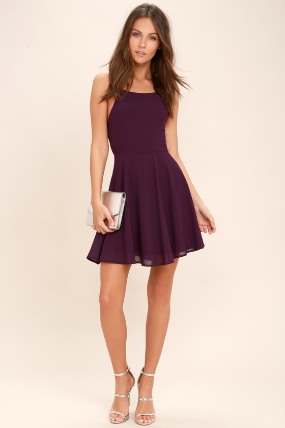 Sexy Plum Purple Dress - Lace-Up Dress - Backless Dress - $44.00
