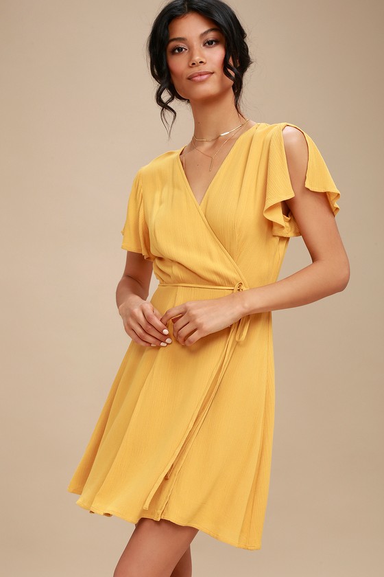 mustard short dress