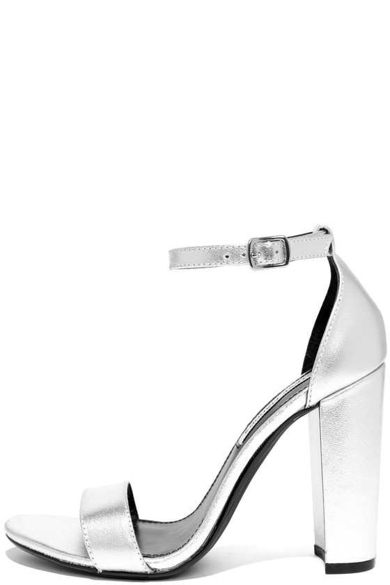 Cute Silver Heels - Leather Heels - Ankle Strap Heels - $89.00 - Lulus