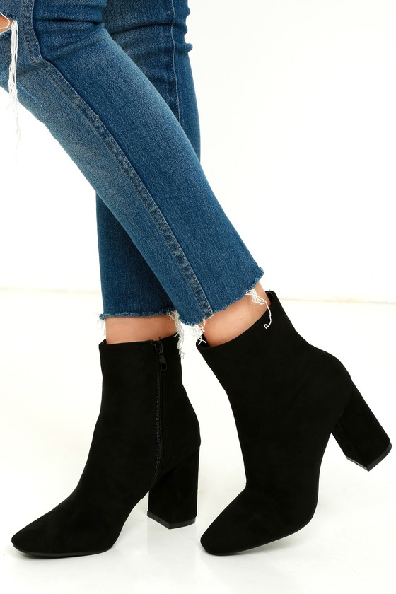 Stylish Black Suede Boots - Fitted 