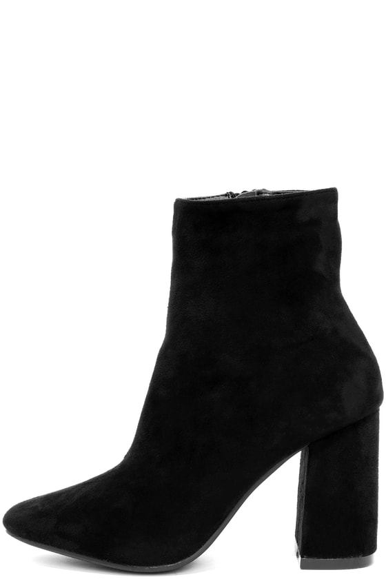 black suede high heel booties