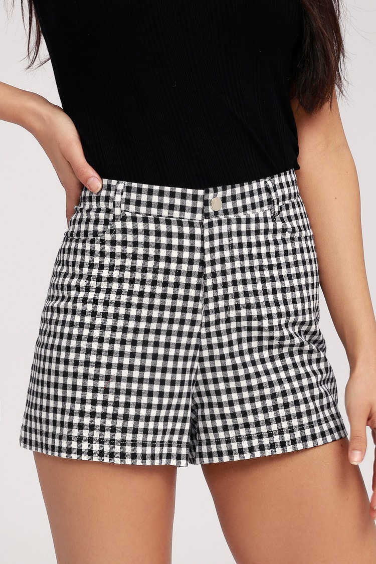 Cute Gingham Shorts - Black and White High-Waisted Shorts - Lulus