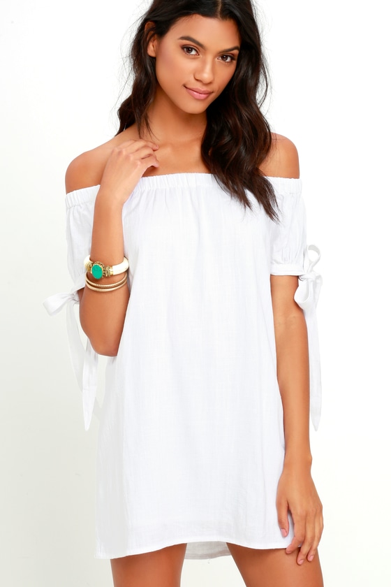 white off the shoulder dress casual