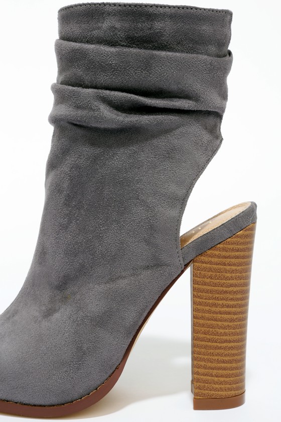 suede wedge peep toe booties