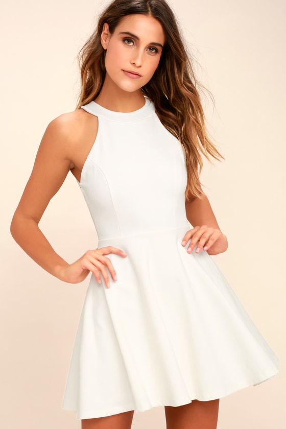 Cute Skater Dress - Ivory Dress - Backless Dress - Lulus
