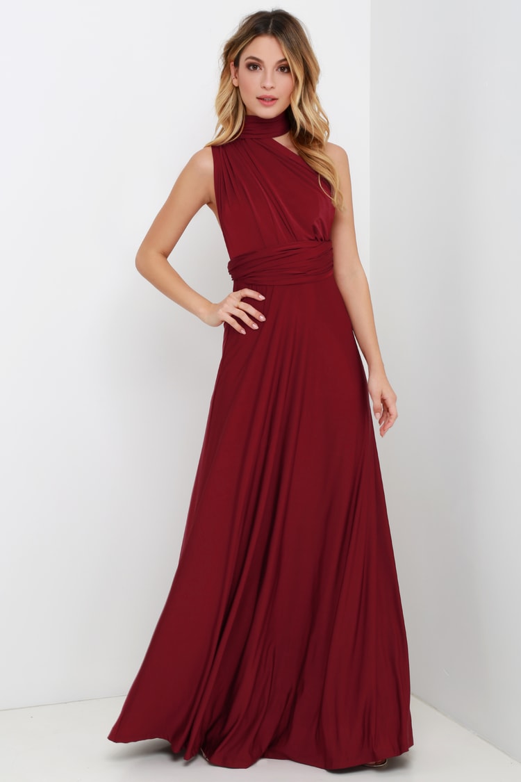 Convertible Dress - Burgundy Maxi Dress - Infinity Dress - Lulus