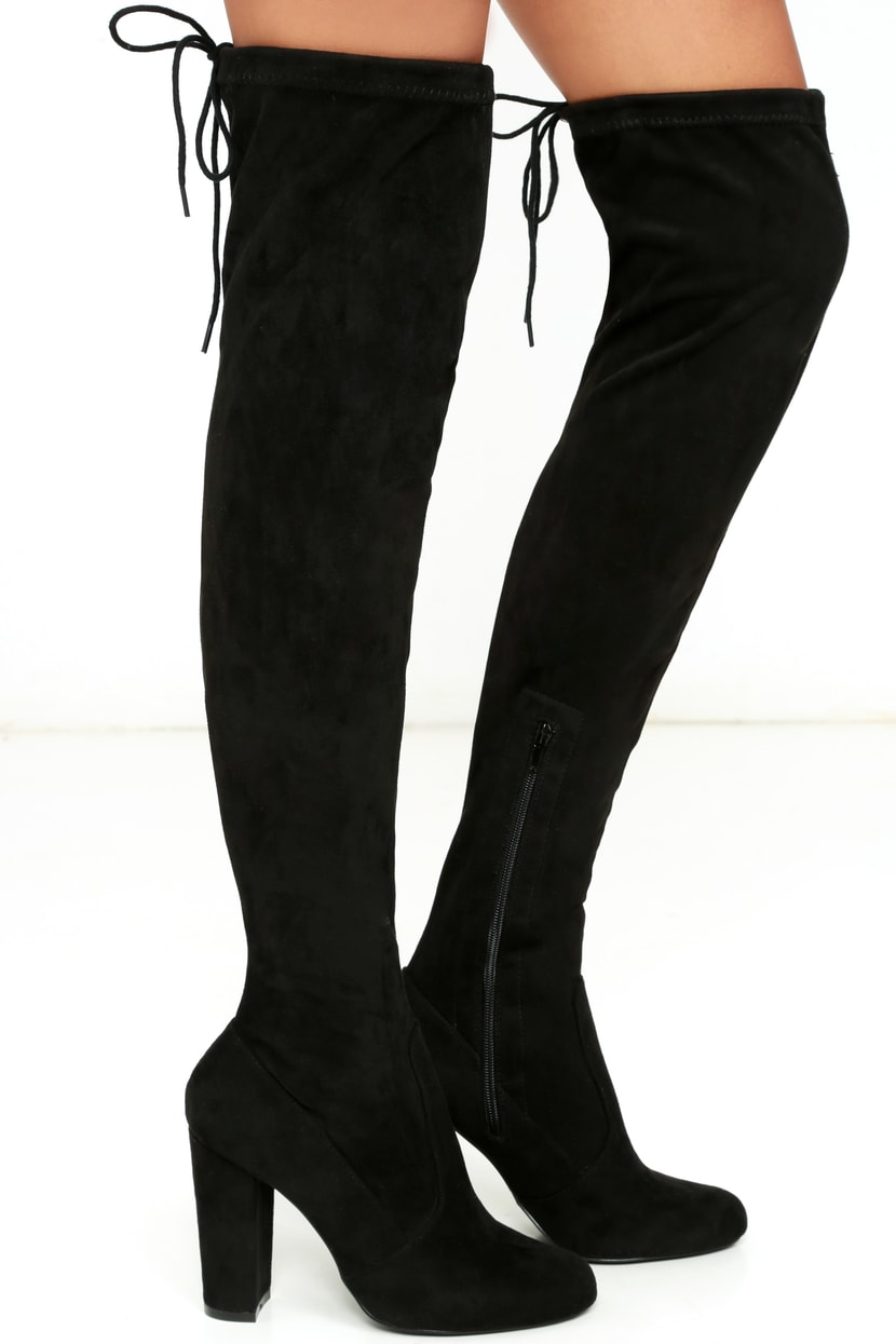 Black Suede Boots - Over the Knee Boots for Women - OTK Boots - Lulus