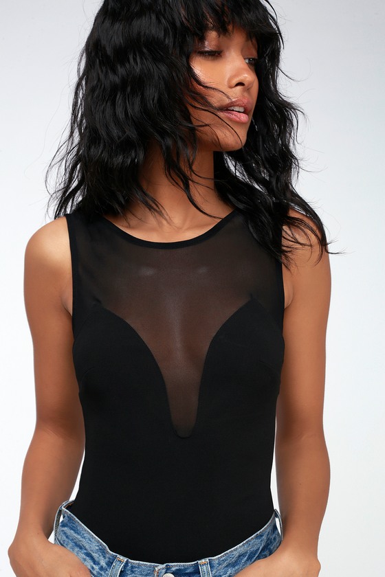 Sexy Black Bodysuit - Mesh Bodysuit - Sweetheart Bodysuit - Lulus