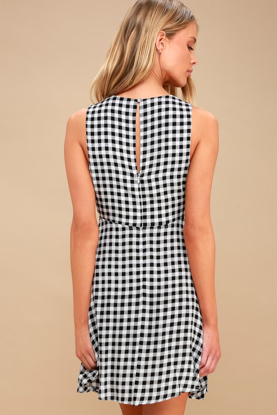 black and white gingham dress