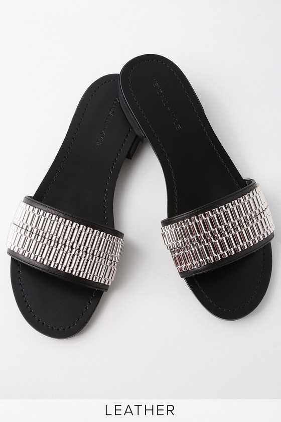 Kendall + Kylie Kennedy Sandals - Black Slide Sandals - Lulus