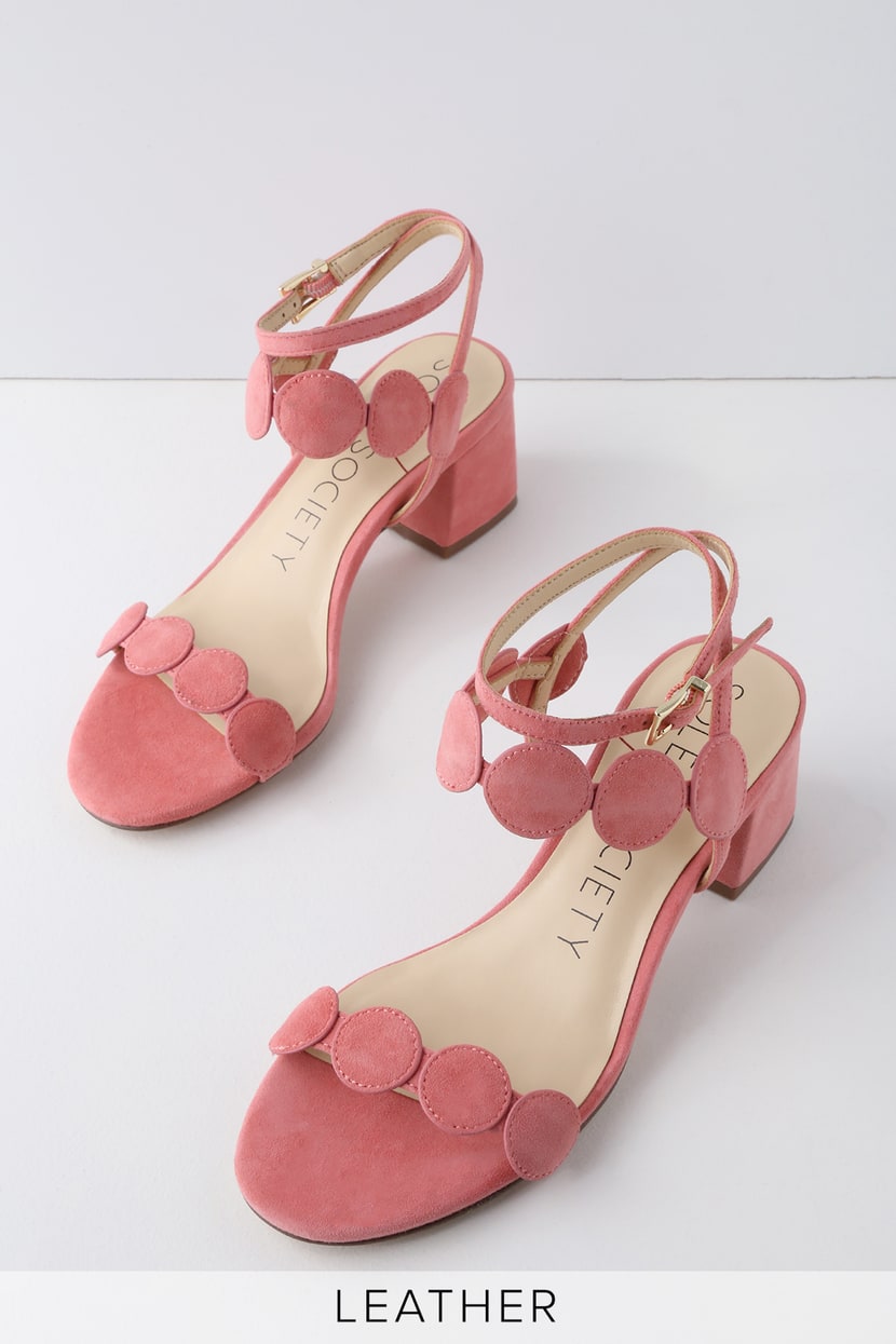 Sole Society Shea Pink - Kid Suede Leather Dress Sandals - Lulus