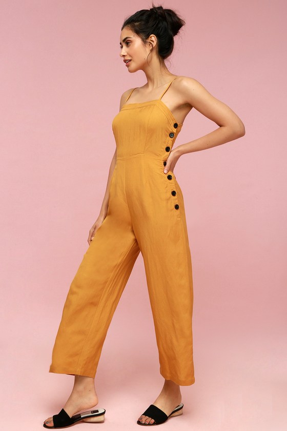 yellow culotte jumpsuit