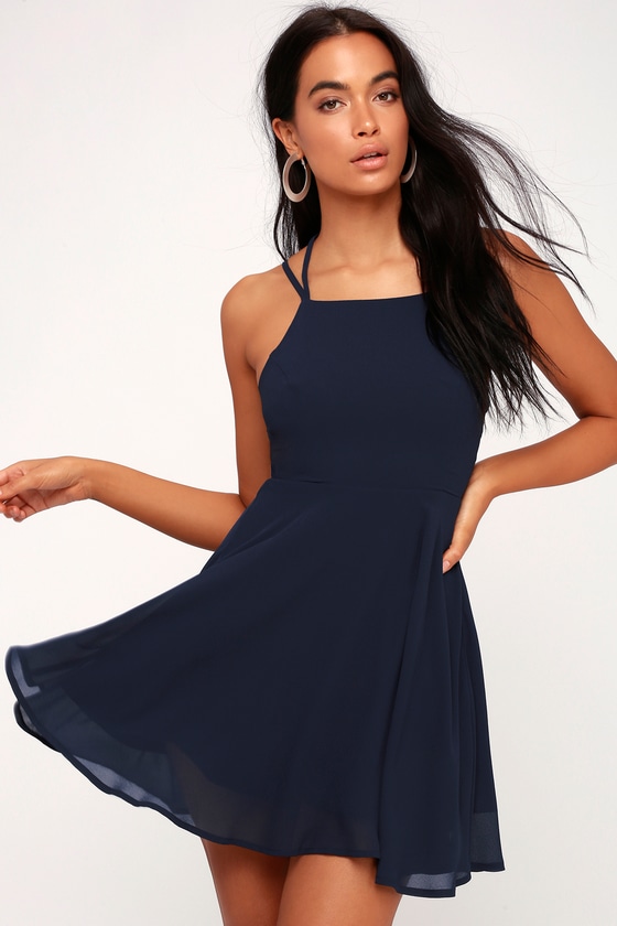 Sexy Navy Blue Dress - Lace-Up Dress - Backless Dress - Lulus