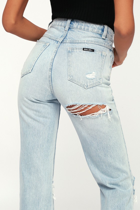 Rolla's Original Straight - Blue Jeans - Back Ripped Jeans - Lulus