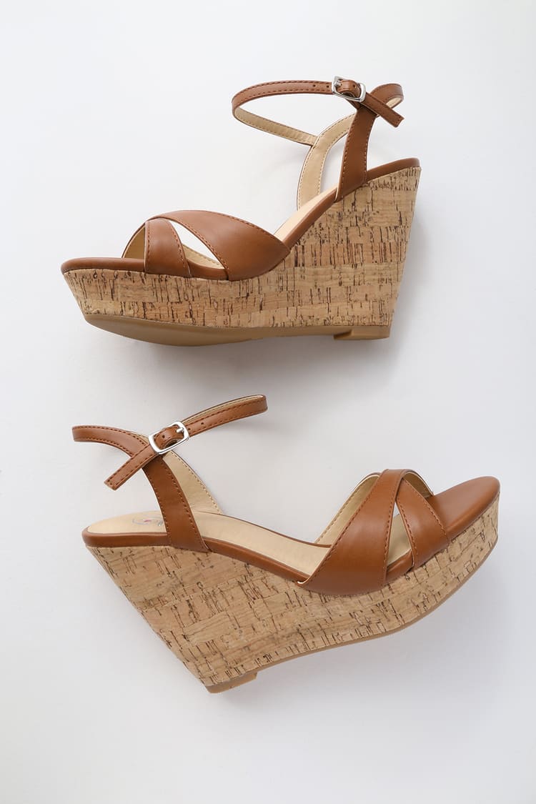 Cute Tan Sandals - Wedge Sandals - Cork Sandals - Lulus