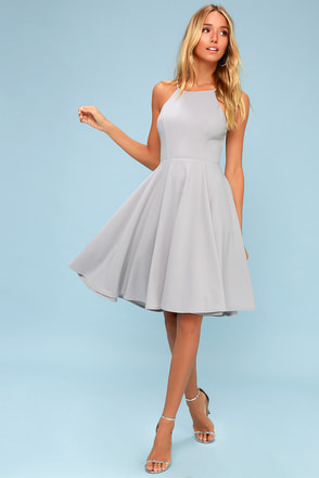 Irresistible Charm Grey Midi Dress