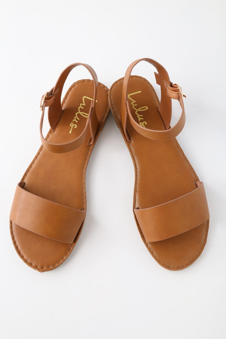 Cute Tan Sandals - Flat Sandals - Ankle Strap Sandals - $17.00 - Lulus