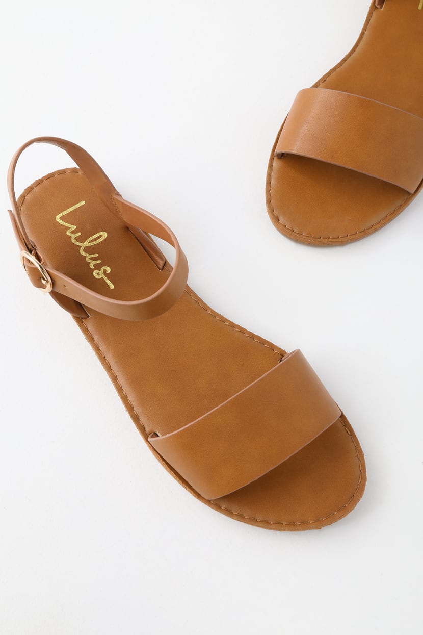 Cute Tan Sandals - Flat Sandals - Ankle Strap Sandals - Lulus