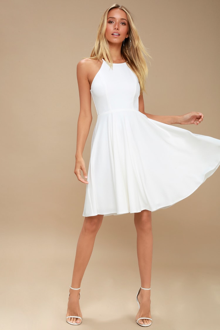 White Dress - Midi Dress - Fit and Flare Dress - Skater Dress - Lulus