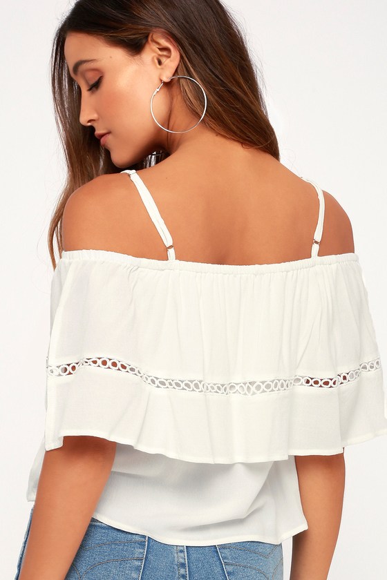 off shoulder flounce top