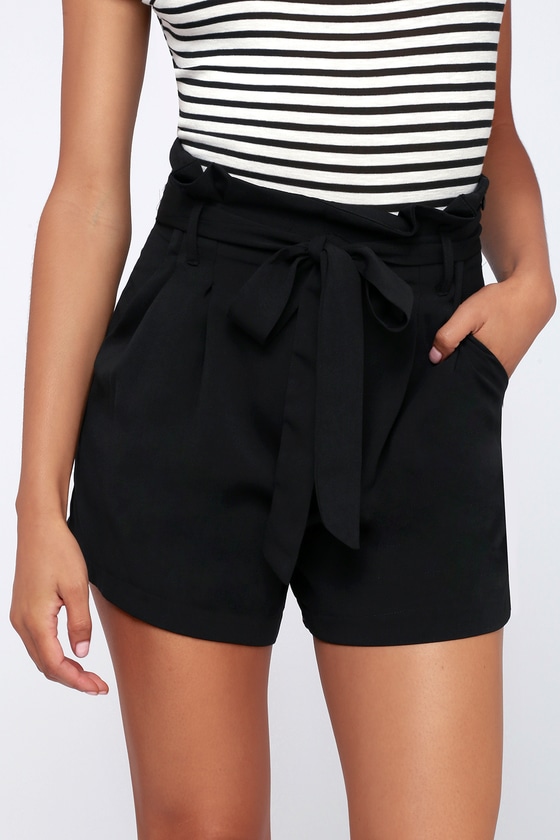 Chic Black Shorts - Paperbag Waist Shorts - Classy Shorts - Lulus