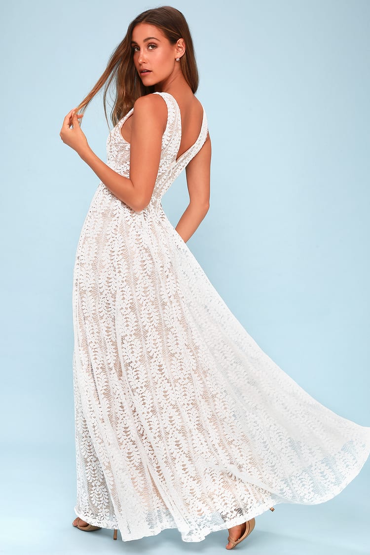 Elegant White Maxi Dress - White Lace Dress - Bridal Dress - Lulus