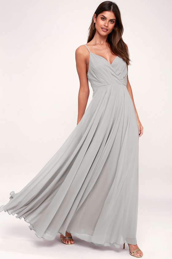grey maxi prom dress