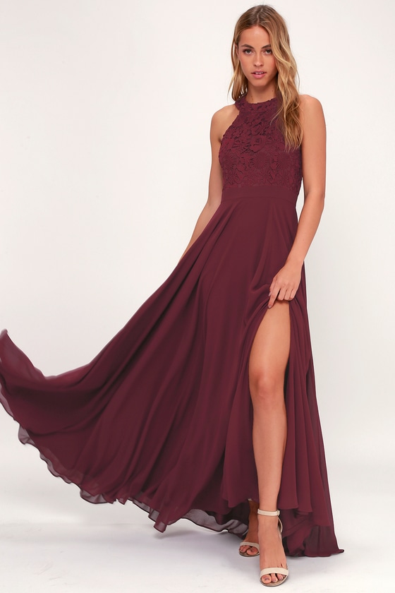 flowy burgundy maxi dress