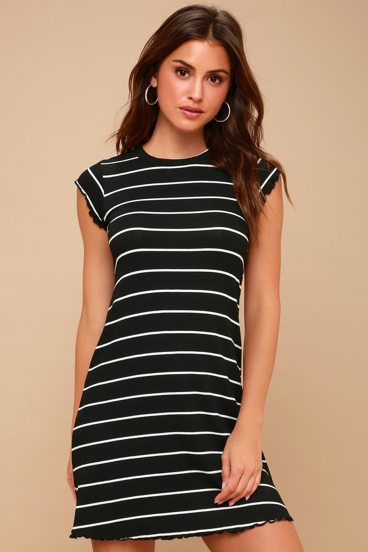 Billabong Right Move - Black and White Striped Dress - Mini Dress - Lulus