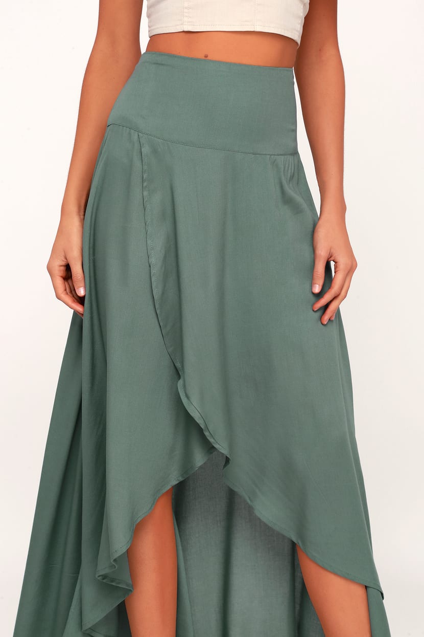 O'Neil Ambrosio Skirt - High-Low Skirt - Maxi Skirt - Green Skirt - Lulus