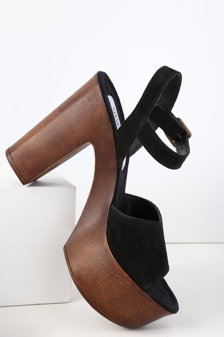 Steve Madden Lulla - Black Platform Sandals - Suede Sandals - Lulus