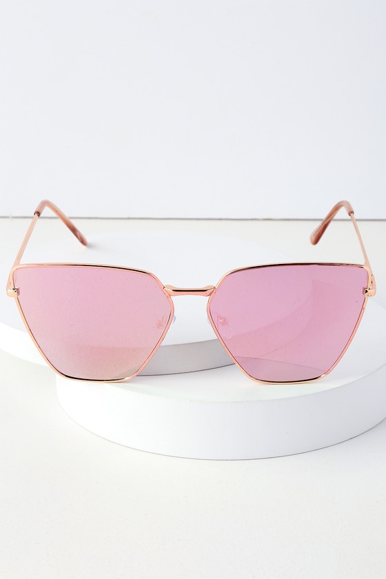 Cool Rose Gold And Pink Sunglasses Geometric Sunglasses Lulus