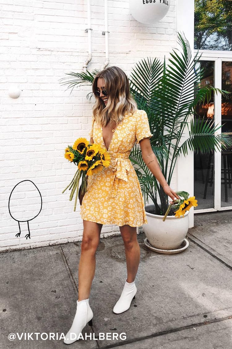 Yellow Floral - Floral Mini Dress - - Lulus