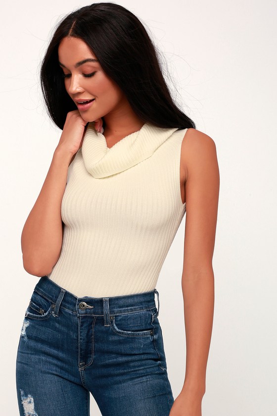 Free People Too Good - Ivory Bodysuit - Off-the-Shoulder Bodysuit - Lulus