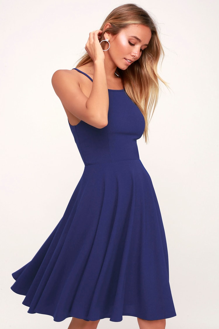 Irresistible Charm Royal Blue Midi Dress