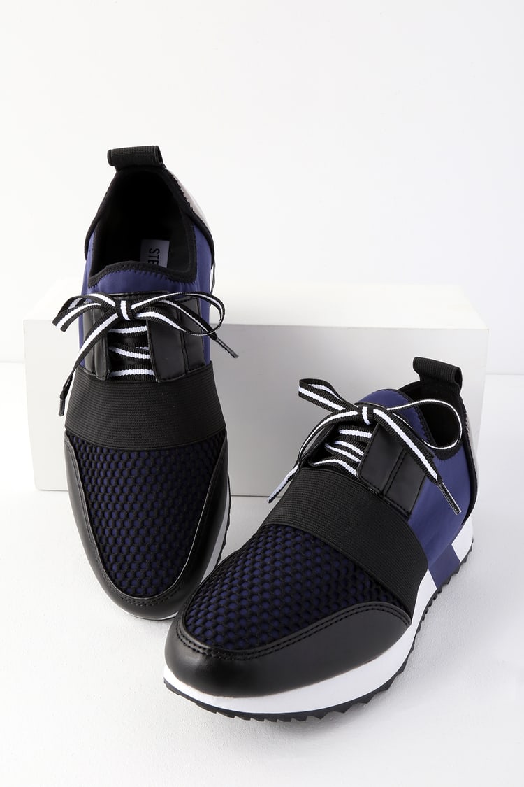 Steve Madden Antics - Navy Blue Multi Sneakers - Trendy Sneakers - Lulus