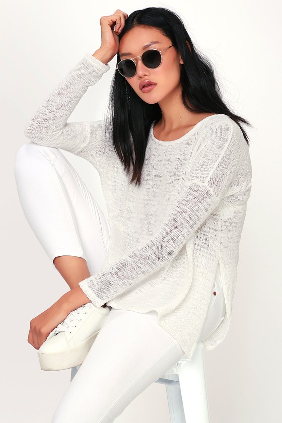 See through deals white sweater