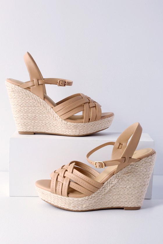 nude coloured wedges