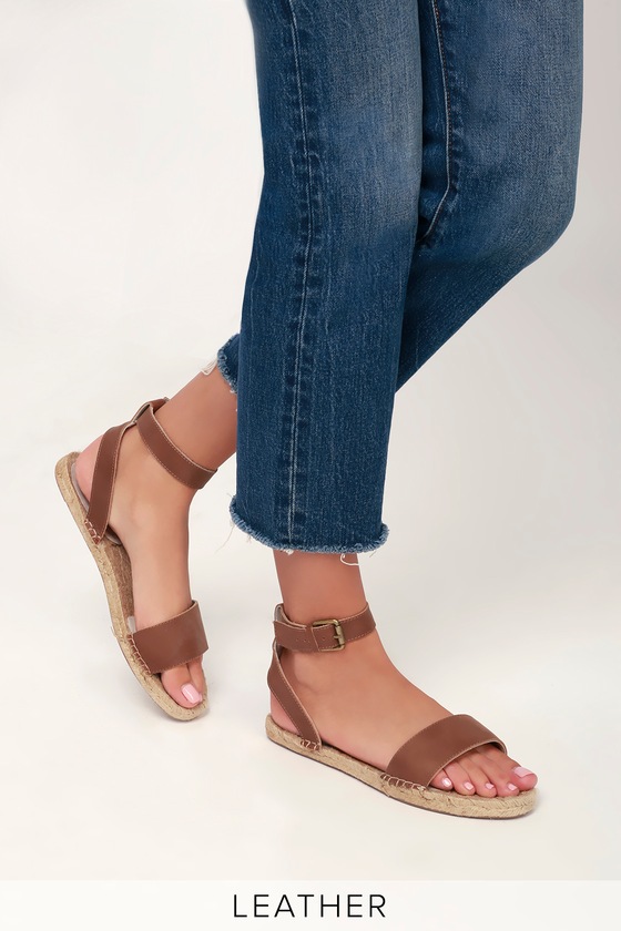 flat leather espadrille sandals
