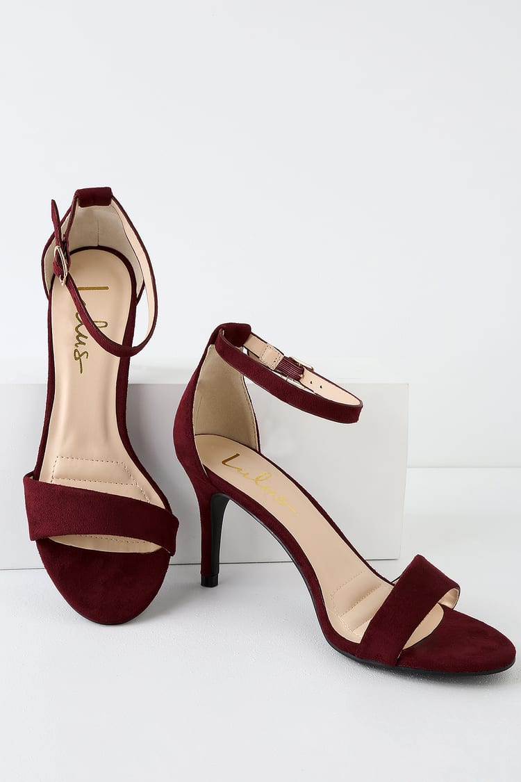 Burgundy Heels - Single Sole Heels - Burgundy Ankle Strap Heels - Lulus