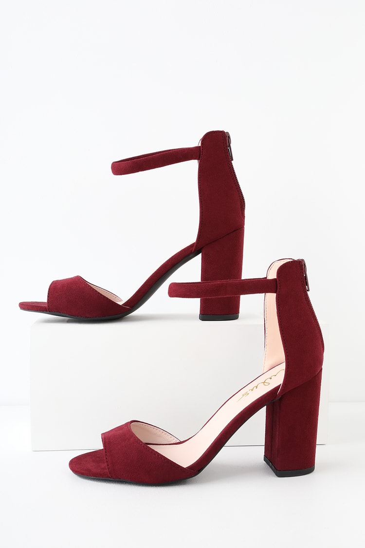 Burgundy Suede Shoes - Burgundy Heels - Ankle Strap Heels - Lulus