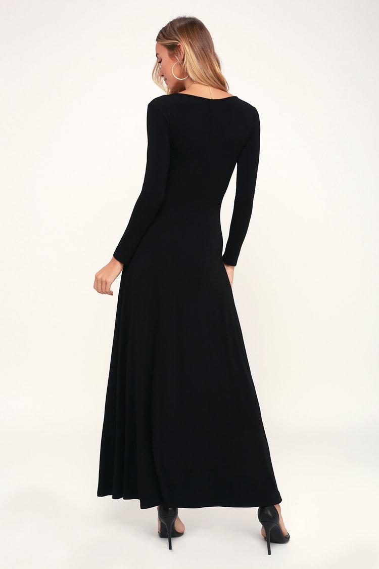 Black Maxi Dress - Long Sleeve Maxi Dress - Corset Maxi Dress - Lulus