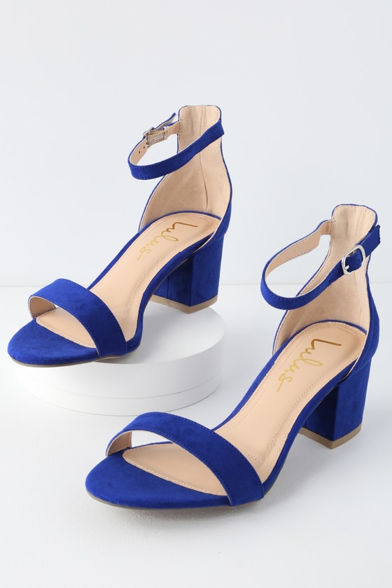 cobalt blue sandals low heel