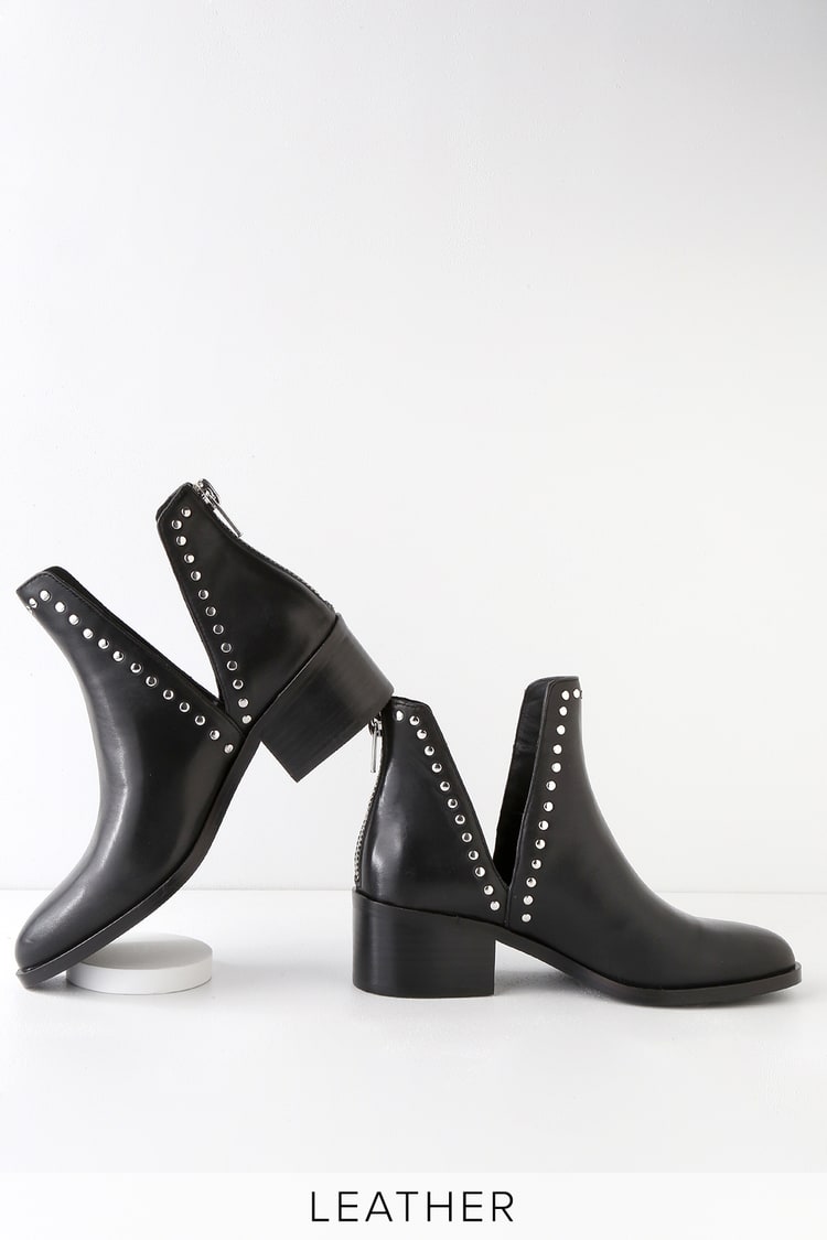 Steve Madden Conquest - Black Leather Booties - Studded Booties - Lulus