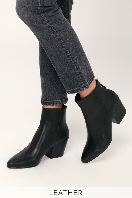 Dolce Vita Coltyn - Black Genuine Leather Booties - Ankle Booties - Lulus