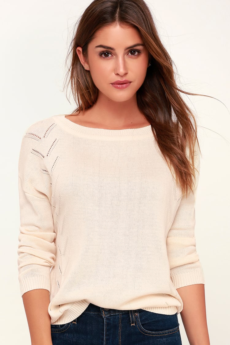 Cute Cream Sweater - Pointelle Sweater - Oversized Sweater - Lulus