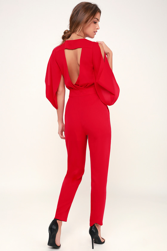 sexy red jumpsuit