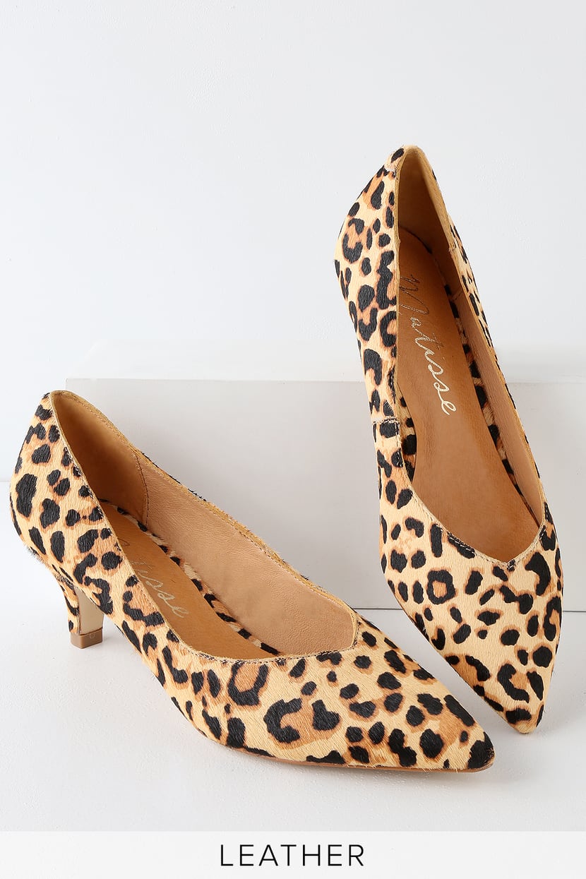 Matisse Chateau - Leopard Cow Hair Heels - Kitten Heel Pumps - Lulus