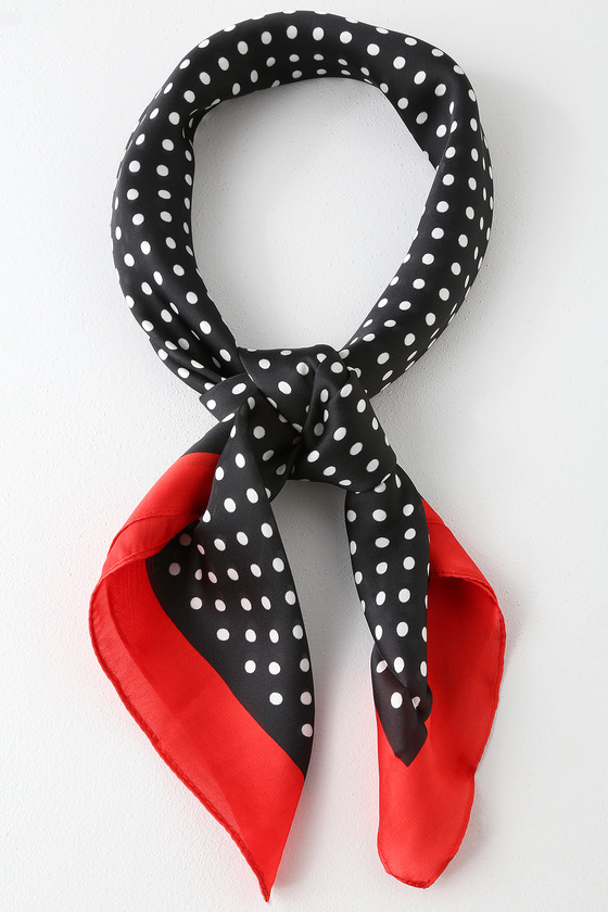 Sale > red scarf with white polka dots > in stock