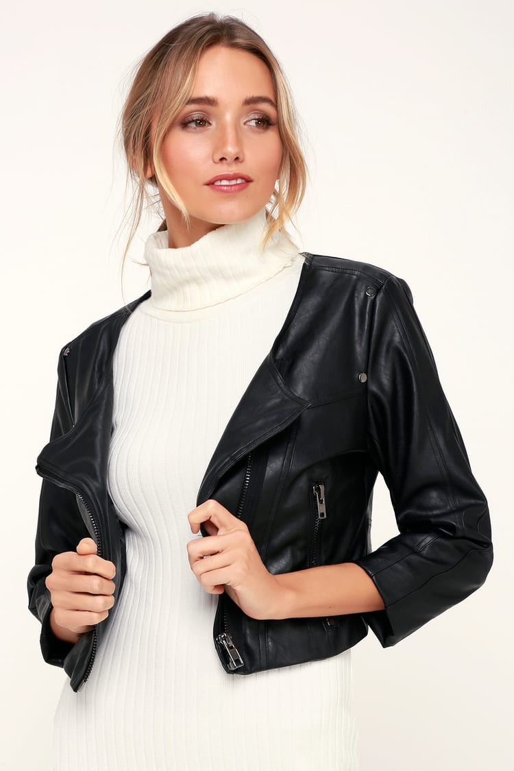 lulus black leather jacket